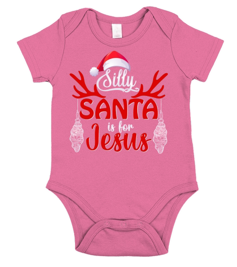 SILLY SANTA IS FOR JESUS   Christmas Day Design Short Sleeve Baby One-Piece