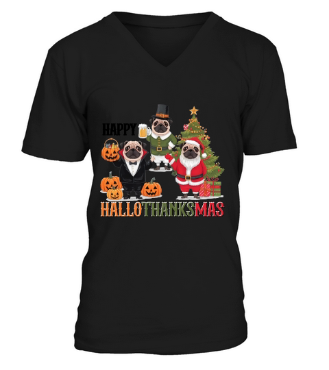 Festive Celebrate Hallothanksmas V-Neck T-shirt