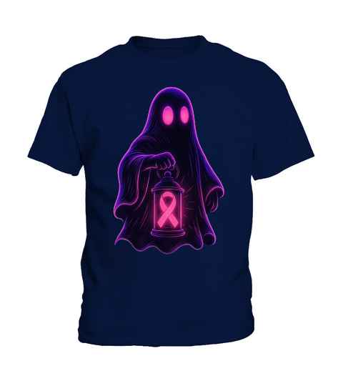 Neon Ghost Pink Ribbon Cyber Kids T-Shirt