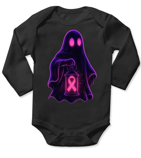 Neon Ghost Pink Ribbon Cyber Long Sleeve Baby One-Piece