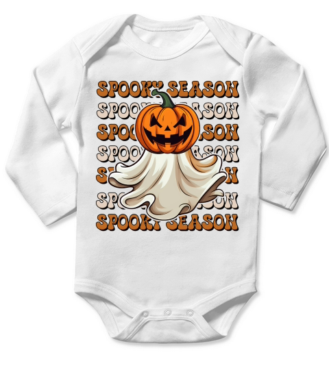 Spooky Season Halloween Boo Long Sleeve Baby One-Piece