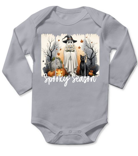 Spooky Season   White Halloween Long Sleeve Baby One-Piece