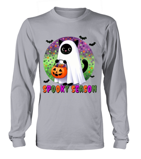 Spooky Season Ghost Cat Long sleeved Unisex