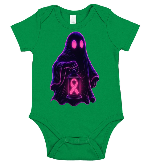 Neon Ghost Pink Ribbon Cyber Short Sleeve Baby One-Piece