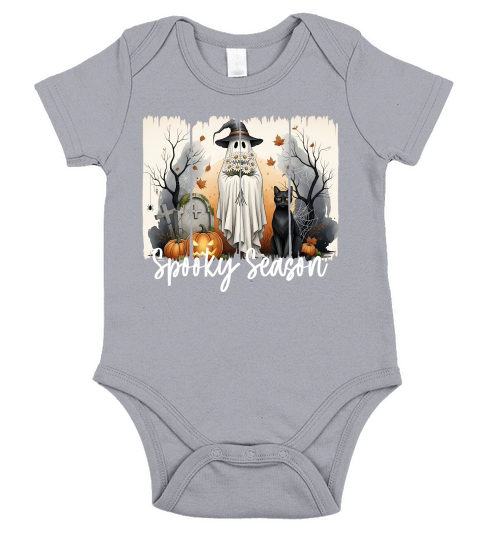 Spooky Season   White Halloween Short Sleeve Baby One-Piece
