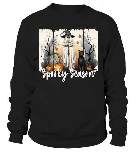 Spooky Season   White Halloween Sweatshirt Unisex
