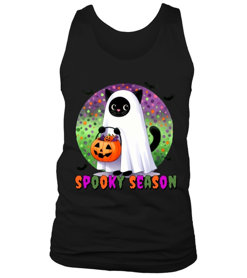 Spooky Season Ghost Cat Tank Top Unisex
