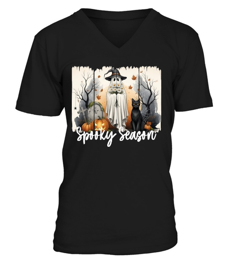 Spooky Season   White Halloween V-Neck T-shirt