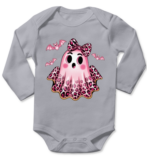 Coquette Glitter Ghost Halloween Long Sleeve Baby One-Piece