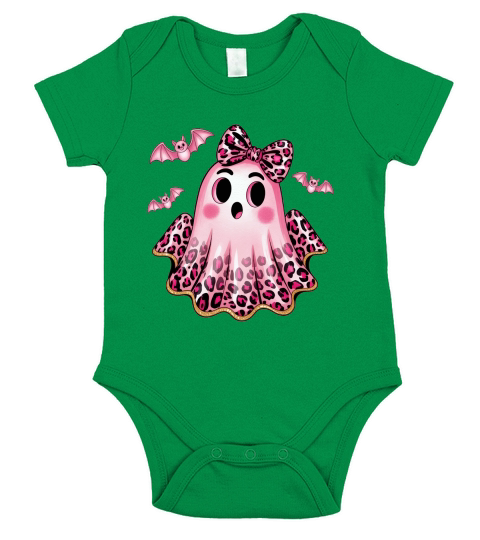 Coquette Glitter Ghost Halloween Short Sleeve Baby One-Piece