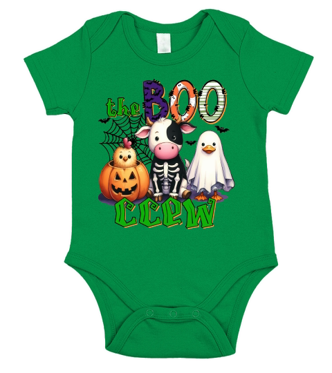 The Boo Crew Halloween Farm Animals Short Sleeve Baby One-Piece
