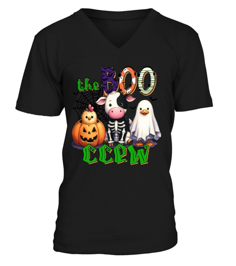 The Boo Crew Halloween Farm Animals V-Neck T-shirt