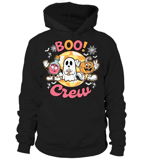 Boo Crew Halloween Spooky Retro Hoodie Unisex