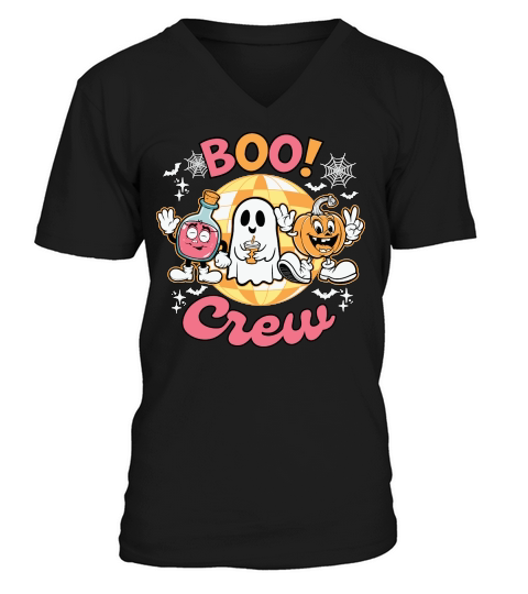 Boo Crew Halloween Spooky Retro V-Neck T-shirt