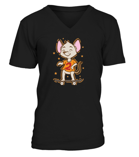 Mouse on the Skateboard Pet V-Neck T-shirt