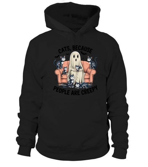Creepy Cats People Are Creepy, Retro Halloween Hoodie Unisex