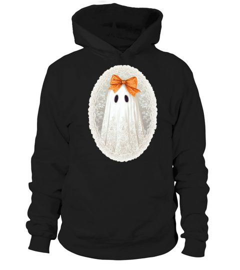 Vintage Lace Ghost Bow Halloween Hoodie Unisex
