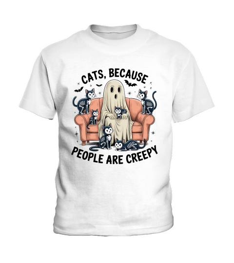 Creepy Cats People Are Creepy, Retro Halloween Kids T-Shirt