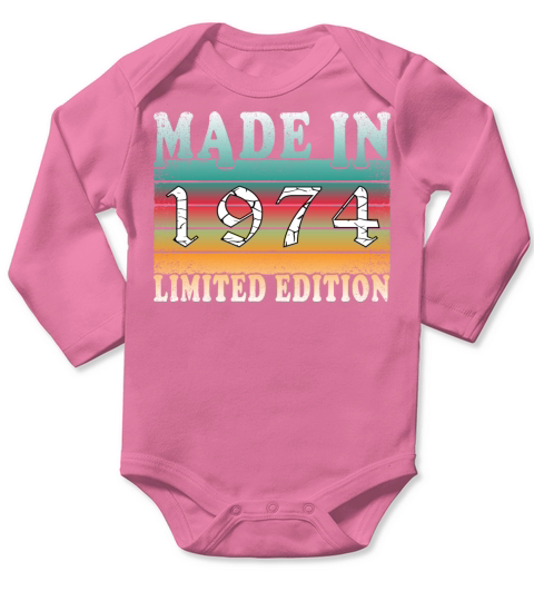 Year 1974 born Vintage Birthday Gift Long Sleeve Baby One-Piece