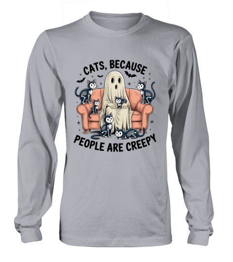 Creepy Cats People Are Creepy, Retro Halloween Long sleeved Unisex