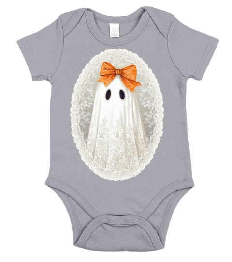 Vintage Lace Ghost Bow Halloween Short Sleeve Baby One-Piece