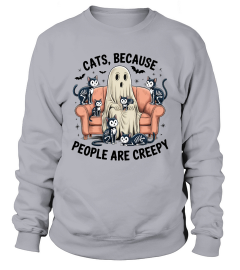 Creepy Cats People Are Creepy, Retro Halloween Sweatshirt Unisex