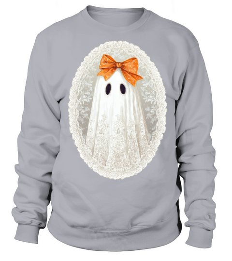 Vintage Lace Ghost Bow Halloween Sweatshirt Unisex