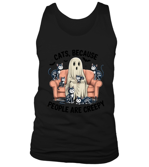 Creepy Cats People Are Creepy, Retro Halloween Tank Top Unisex