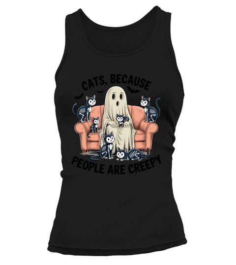 Creepy Cats People Are Creepy, Retro Halloween Tank top Woman
