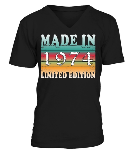 Year 1974 born Vintage Birthday Gift V-Neck T-shirt