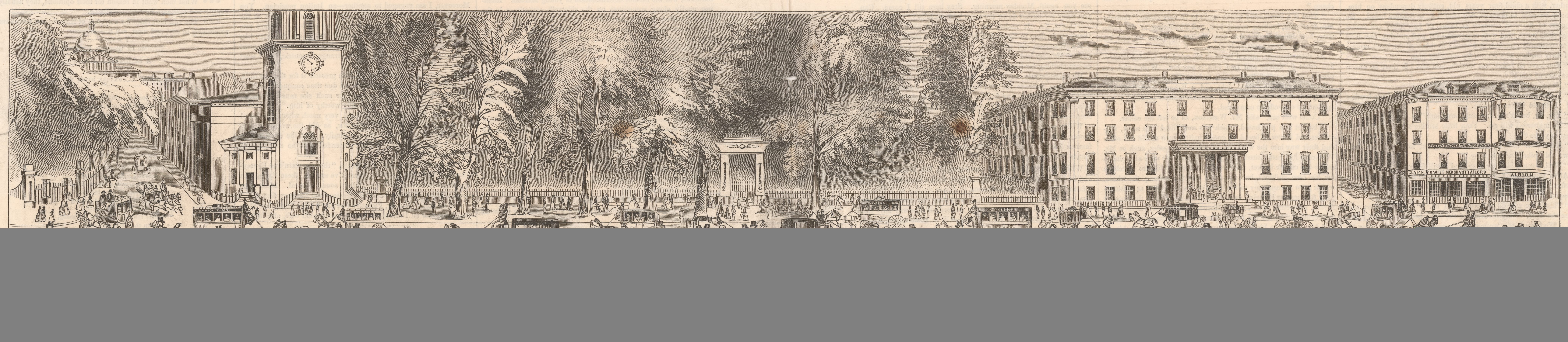 Image of Detail from “Grand Panoramic View of Tremont Street, Boston, East and West Sides From Court Street to the Common”