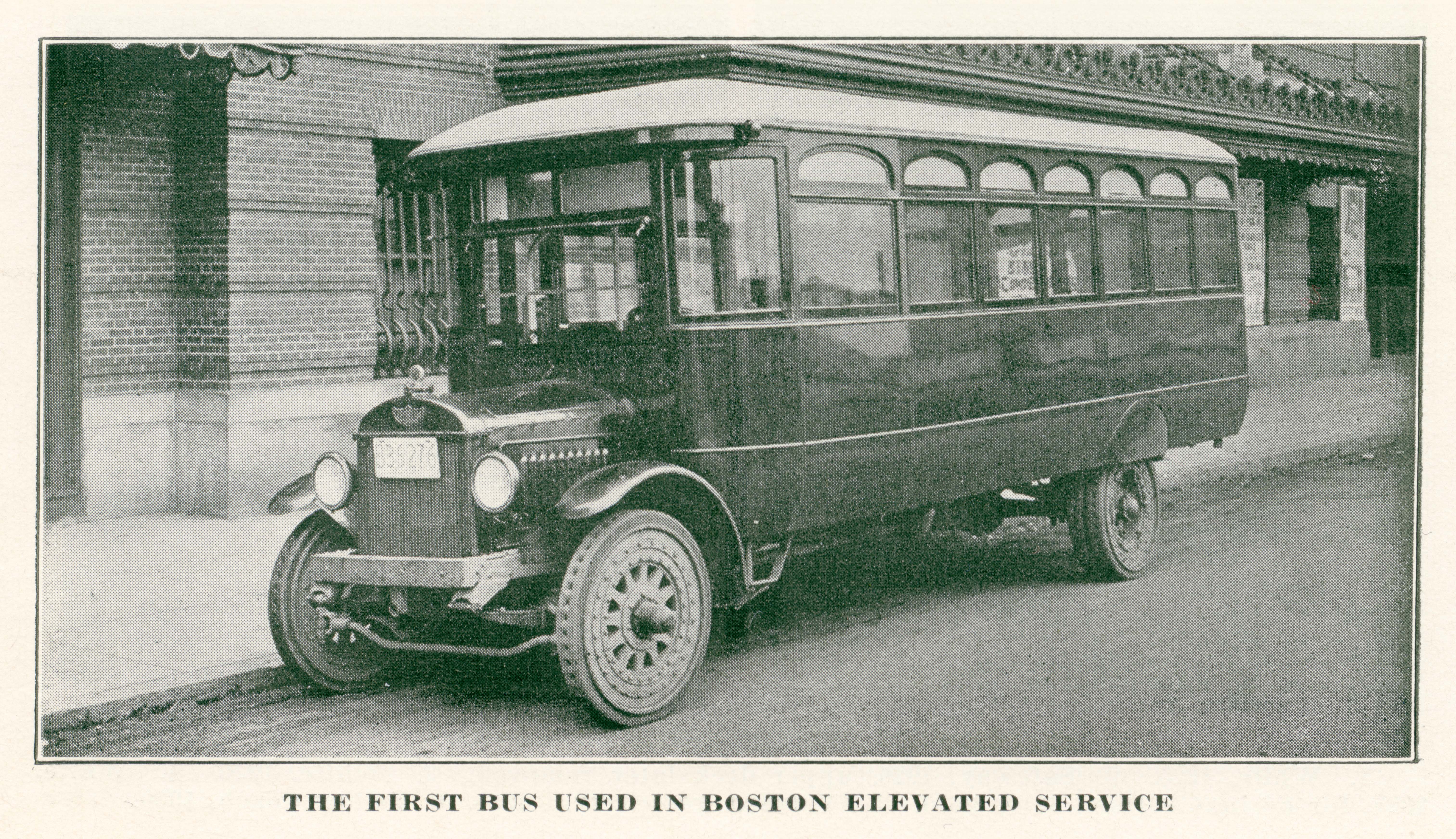 Image of “The First Bus in Boston Elevated Service” from “Co-operation,” v. 12 no. 2
