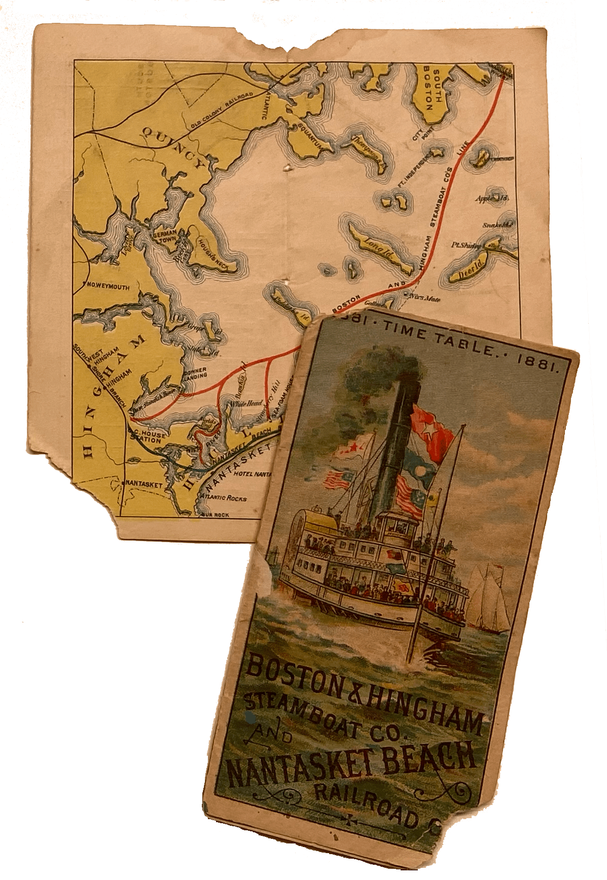 Image of Boston & Hingham Steamboat Co. and Nantasket Beach Railroad Co. 1881 Time Table