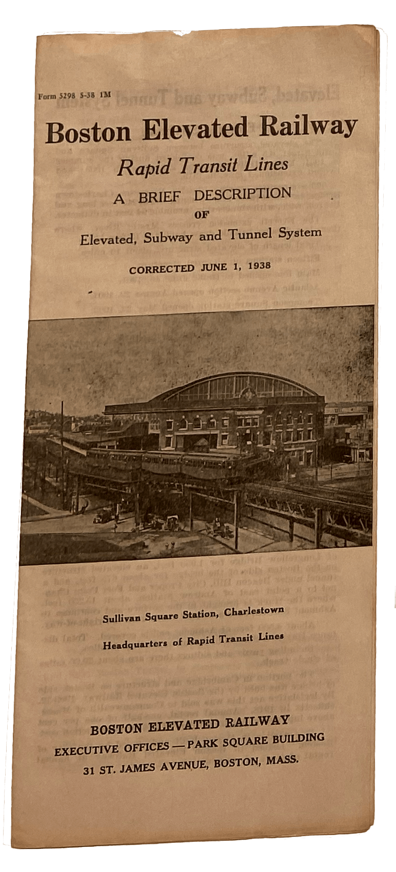 Image of Boston Elevated Railway Rapid Transit Lines: A Brief Description of Elevated, Subway and Tunnel System: Corrected June 1, 1938