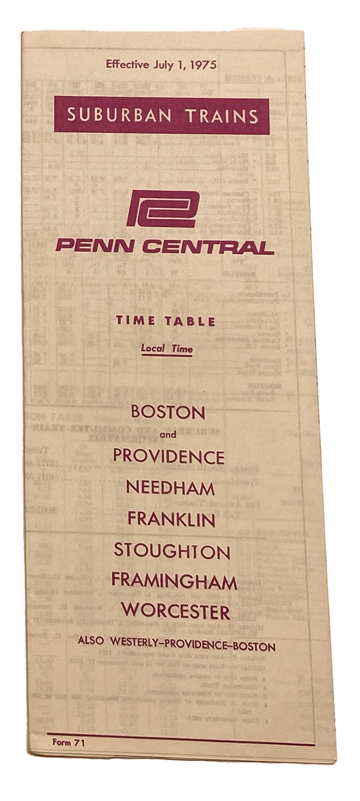 Image of Penn Central Time Table