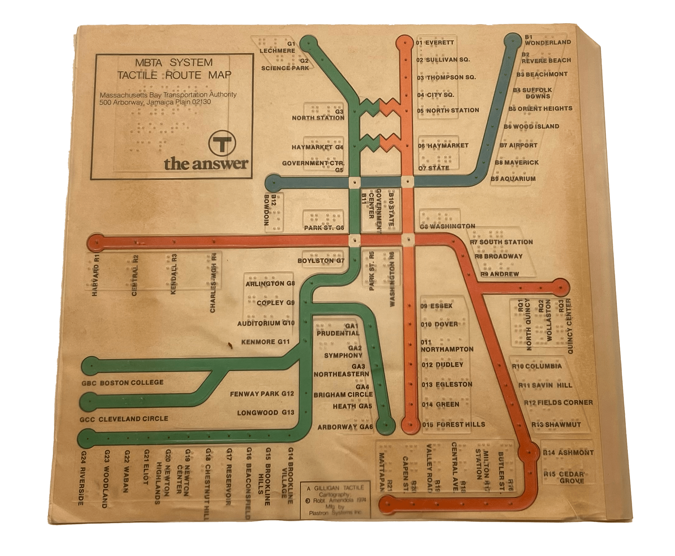 Image of MBTA System Tactile Route Map