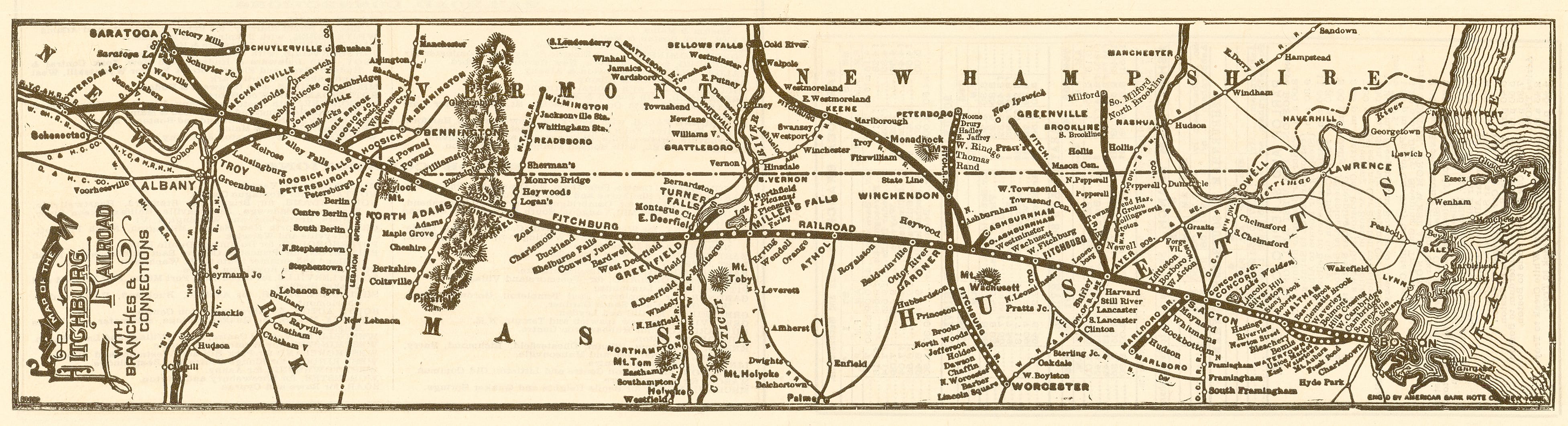 Image of Fitchburg Railroad Timetable Map