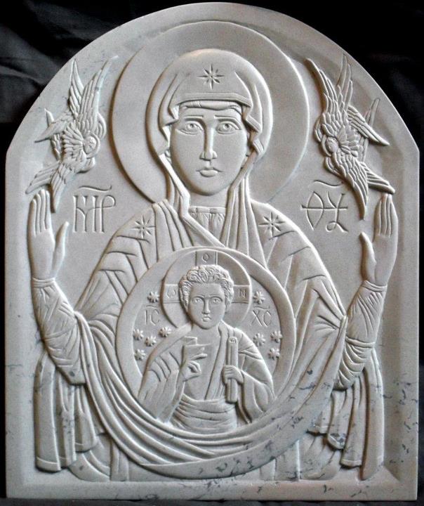My own carving of the Theotokos of the Sign.