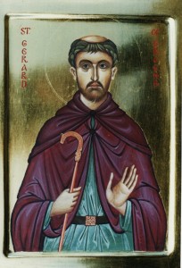 Example of Roman Tonsure and short beard. Icon of Saint Gerard by Aidan Hart