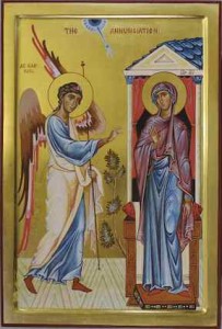 Annunciation icon by Aidan Hart