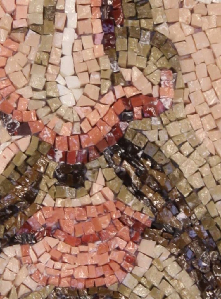 Detail of the Cardiff mosaic, showing smalti used for the flesh