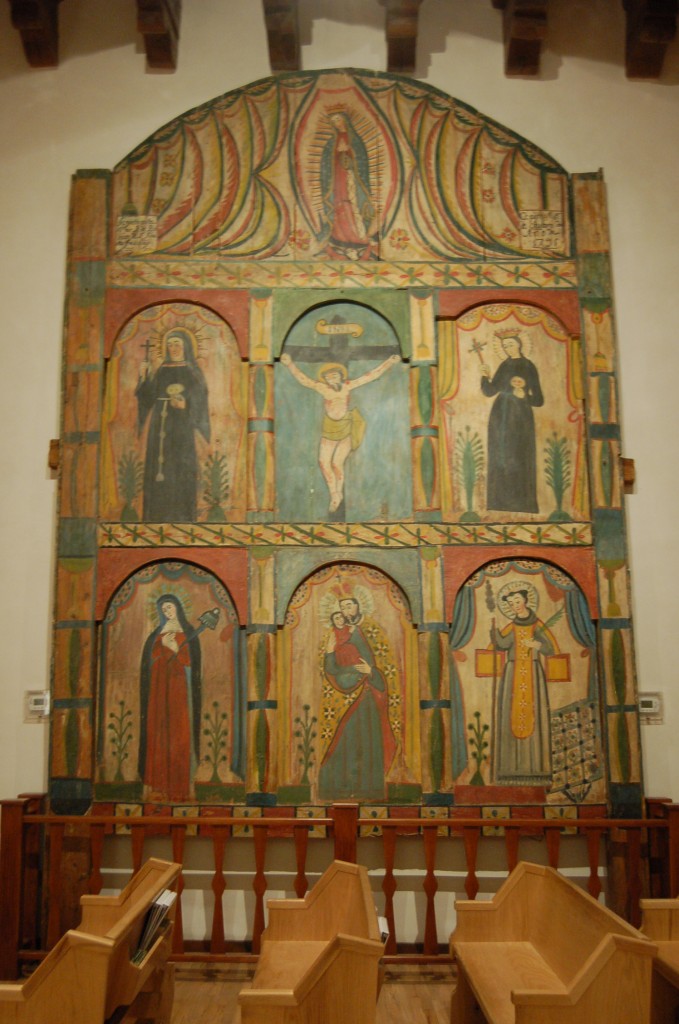 An early-nineteenth-century altar screen installed in Santa Cruz de la Canada Mission, a parish founded in 1695.
