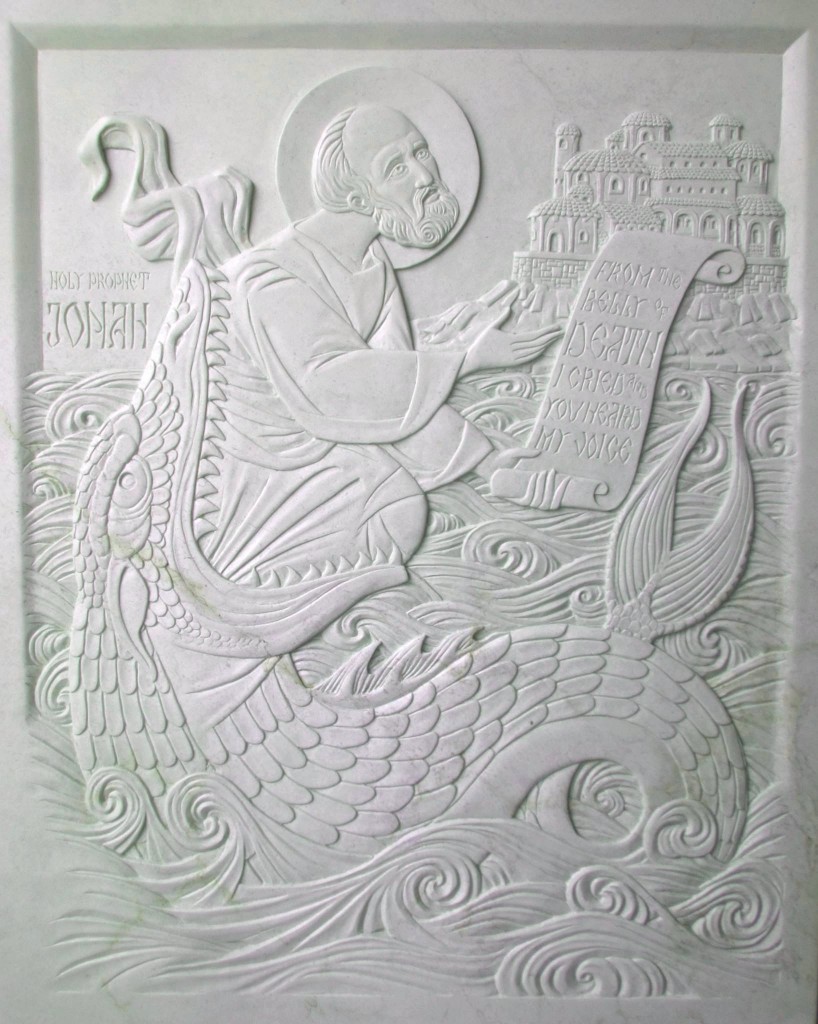 Icon of The Holy Prophet Jonah carved in Steatite by Jonathan Pageau