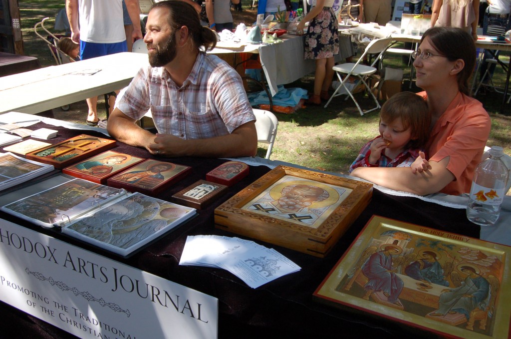 We displayed icons made by Ksenia Pokrovsky/Anna Gouriev, Andrew Gould, Angela Ludosanu, and Jonathan Pageau. Materials included carved wood and stone, mosaic, egg tempera, and silicate paint.