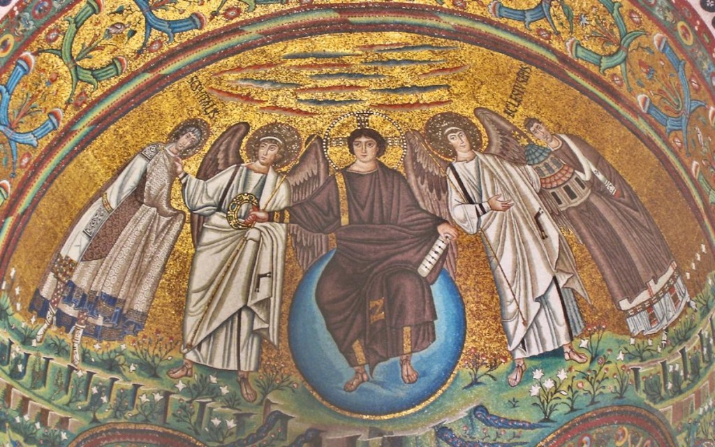 Christ sits on the cosmic orb. Ravenna. 6th century