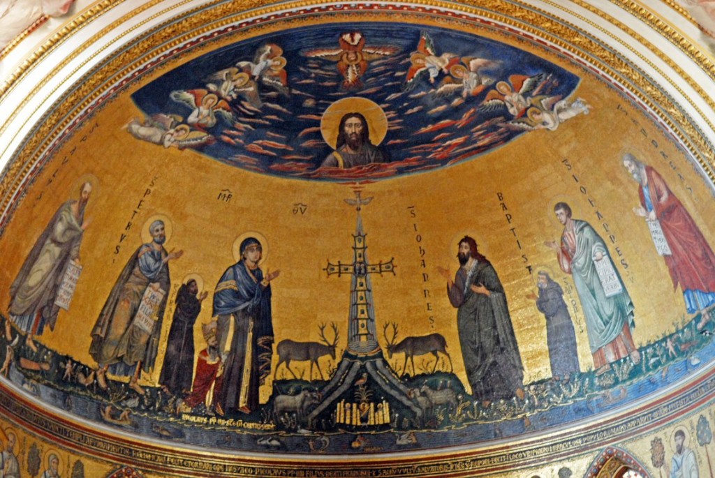 The cross and the four rivers from the 5th century mosaic of St-John Lateran in Rome (though heavily restored, this section is thought to be from the original.)