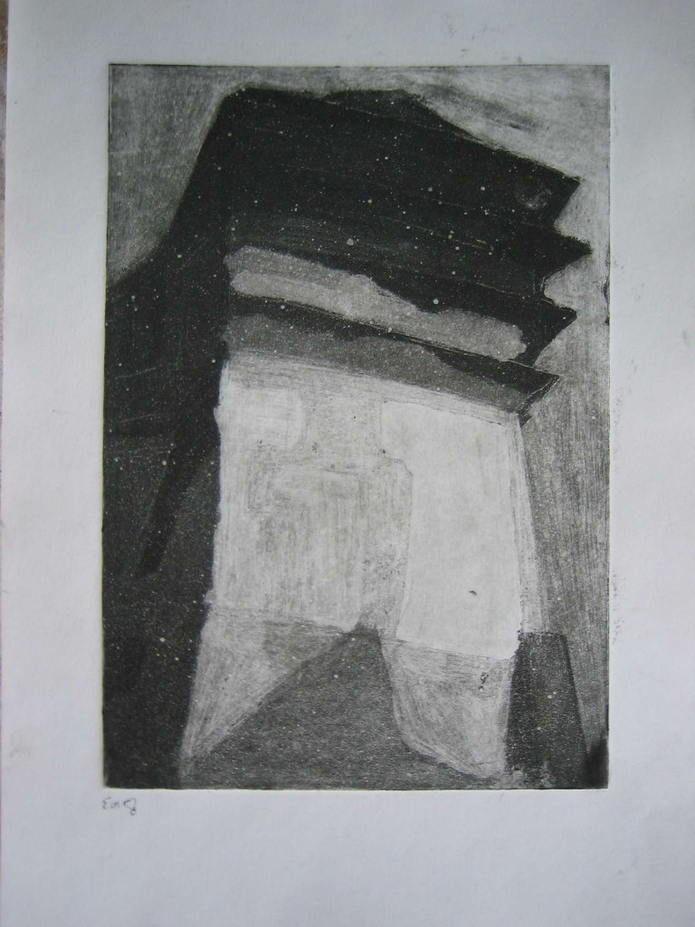 31. Dimitris Siregelas, Simonopetra monastery, aquatint.