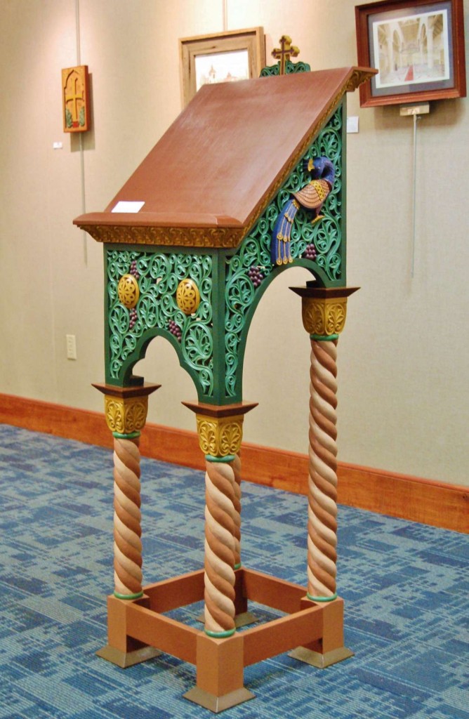 The analogion is currently on display at an exhibition of Andrew Gould's liturgical art at the Charleston County Main Library in Charleston, SC - open through 7/31/15.