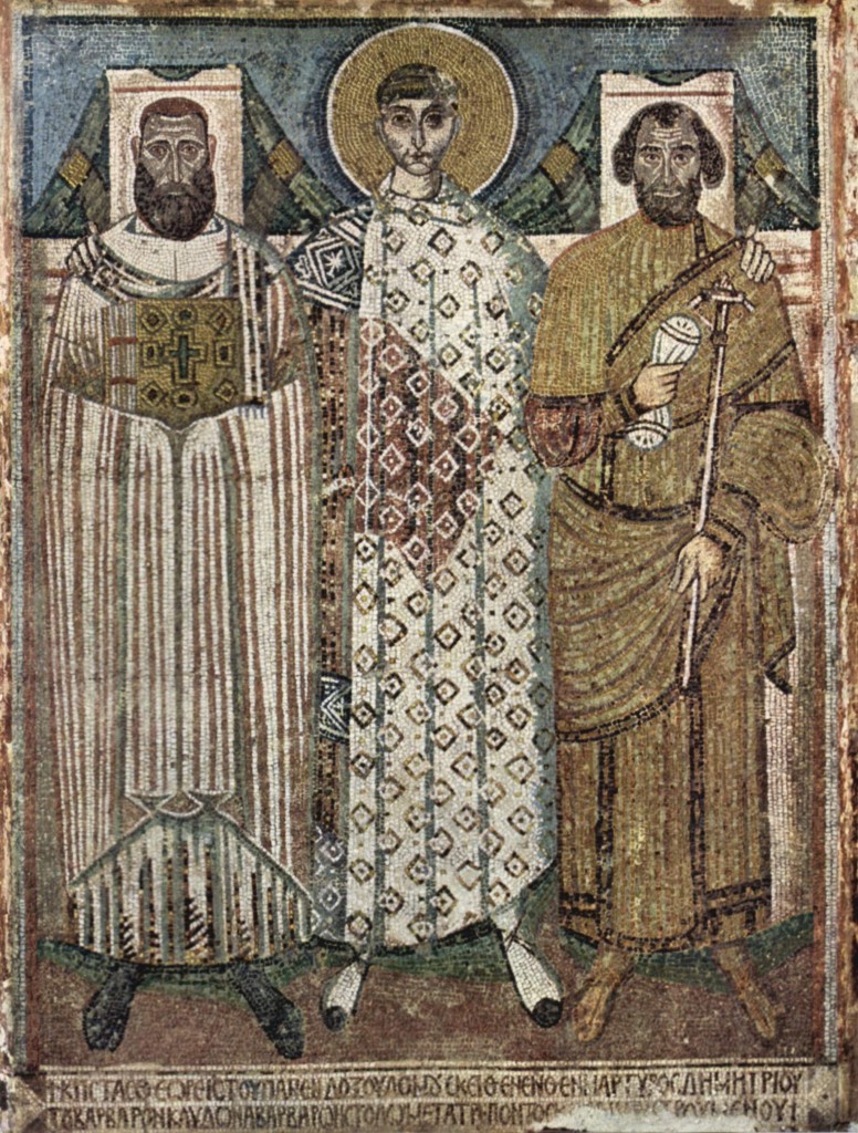 St. Demetrios with Donors, mosaics from the church of St. Demetrios, Thessalonki, 7th or early 8th cent.