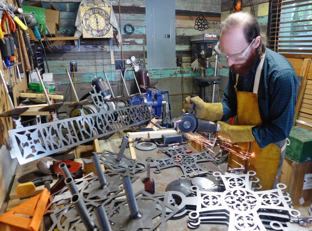 Andrew Gould in his workshop making the St. Alexis choros. Photo by Mother Nectaria McLees.